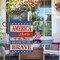 4th of July America Decorative Garden Flag, Patriotic Home of the Free Because of The Brave Yard Outside Decorations, Vintage American USA Burlap Outdoor Small Decor Double Sided 12 x 18